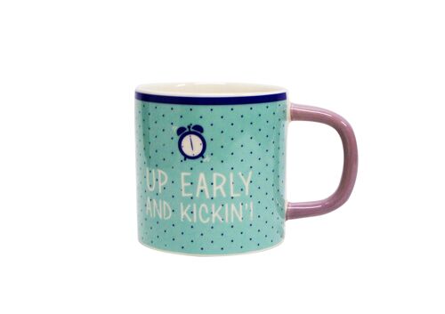 Up early Turquoise Stonenamel Mug 320 ml