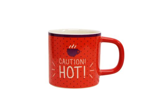 Caution, Hot, Red Stonenamel Mug 320 ml