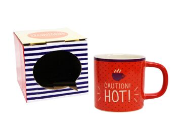 Attention, Chaud, Tasse en Stonenamel Rouge 320 ml 3