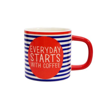 Everyday starts, red-blue. 320 ml
 Stonenamel Mug