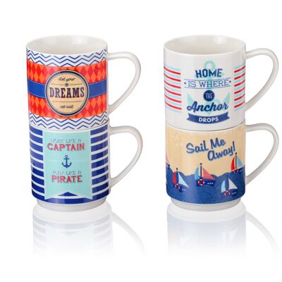 Set de porcelana de 4 x Tazas Náuticas 360ml