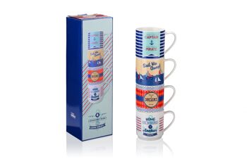 Ensemble de 4 tasses nautiques en porcelaine 360ml 7