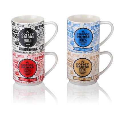 Coffee drinks, 4 x Mug 360ml porcelain