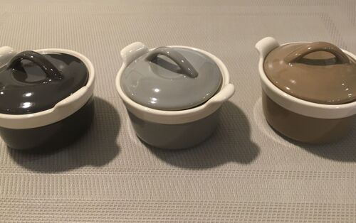 Black&Cream, Super-Mini Cocottes set, Stoneware