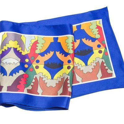 Skinny Silk Scarf - Blue Ada