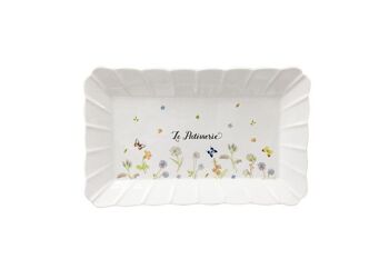 Mademoiselle, plateau fleurs 30cm, porcelaine New Bone 3