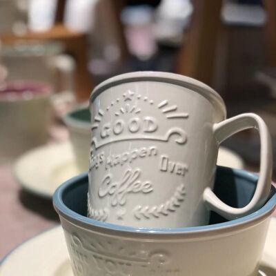 Coffe Bar Latte Cup crema/blu 380ml
