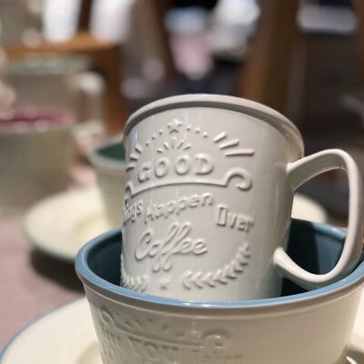 Coffe Bar Latte Cup cream/blue 380ml