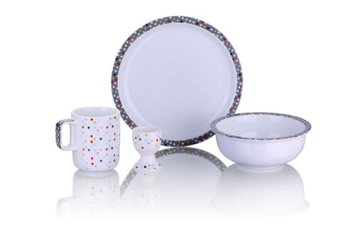Dots-4pc Mono Big Breakfast Set, porcelain