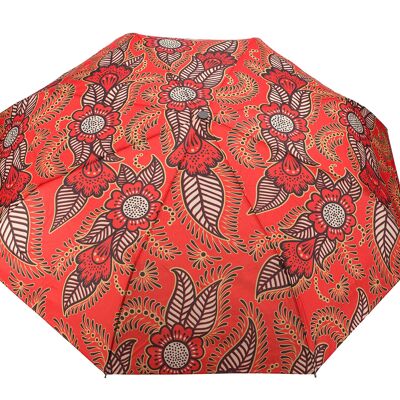 Parapluie coupe-vent en henné rouge pour dames - pliable