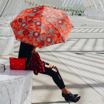 Parapluie coupe-vent en henné rouge pour dames - pliable 4