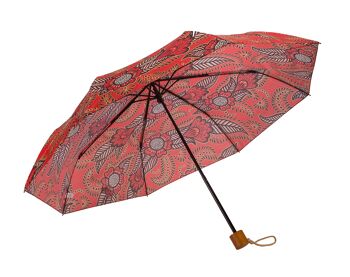 Parapluie coupe-vent en henné rouge pour dames - pliable 8