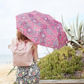 Parapluie coupe-vent en henné rose pour dames - pliable 2