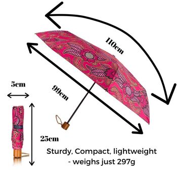 Parapluie coupe-vent en henné rose pour dames - pliable 3