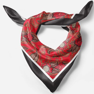 Foulard carré en soie rouge au henné