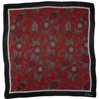 Foulard carré en soie rouge au henné 2