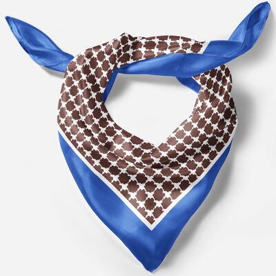 Foulard carré en soie bleu cassé