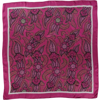 Foulard carré en soie rose henné 2