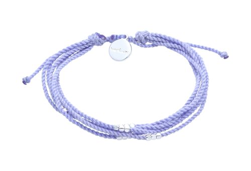 Silver Beads String armband - Lilac