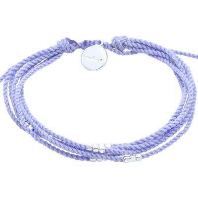 Silver Beads String armband - Lilac