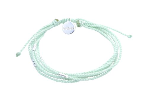Silver Beads String armband - Mint
