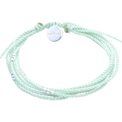 Silver Beads String armband - Mint