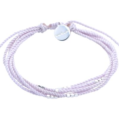 Brassard String Perles Argent - Fleur de Cerisier