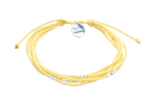 Silver Beads String armband - Banana Yellow