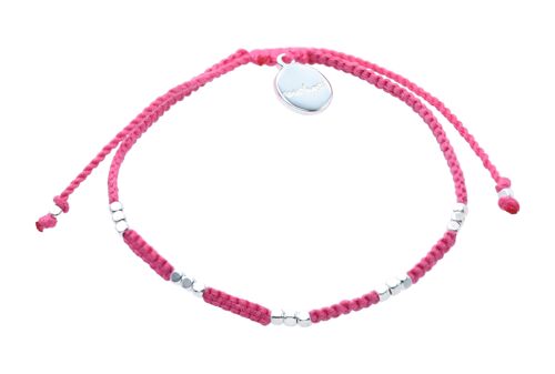 Silver Beads armband - Pink