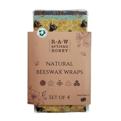 Natural Beeswax Wraps Set of 4