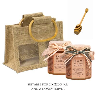 Natural Gift Bag for 2 Honey Jars