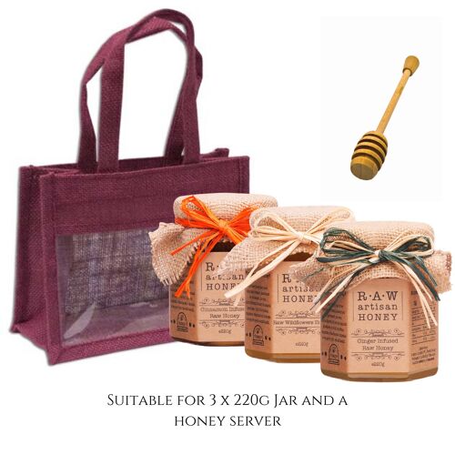 Burgundy Gift Bag for 3 Honey Jars