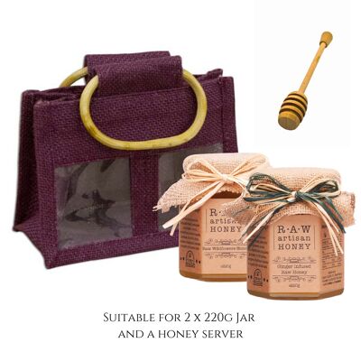 Burgundy Gift Bag for 2 Honey Jars