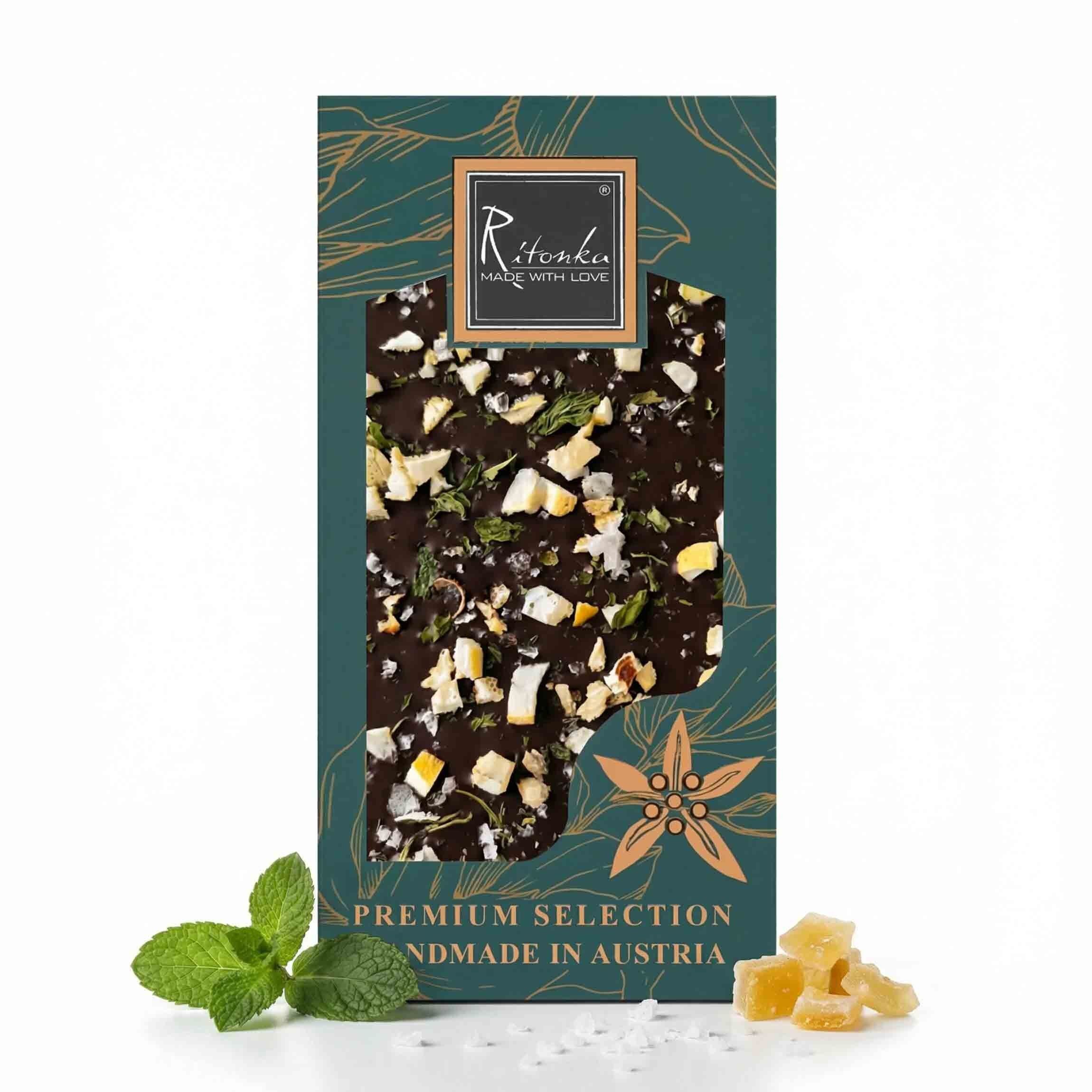 Premium Dark Chocolate - Lemon, Mint & Salt Flakes 95g