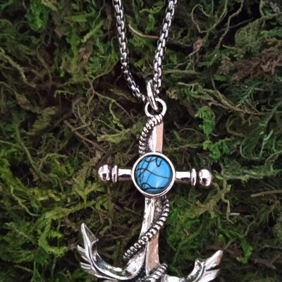 Anchor necklace with Turquoise. Collar de Ancla con Turquesa.
