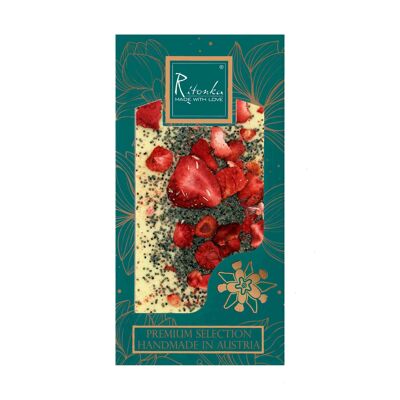 Fragole di cioccolato bianco premium, semi di papavero