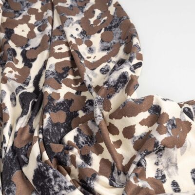 Gray camouflage peach knit fabric