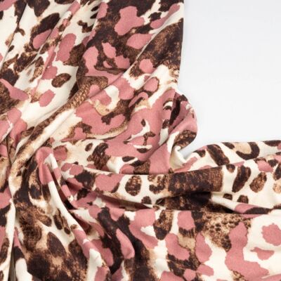Pink camouflage peach knit fabric