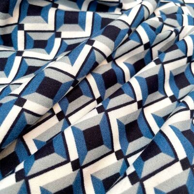 Blue rhombus peach knit fabric