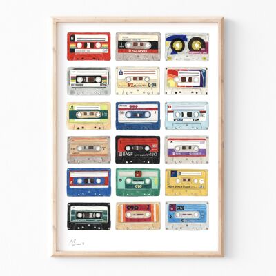 Cassette Tapes - A4 illustration print