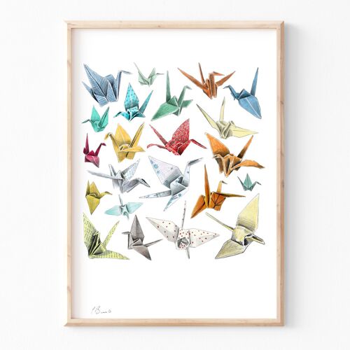 Paper Cranes - A3 illustration print