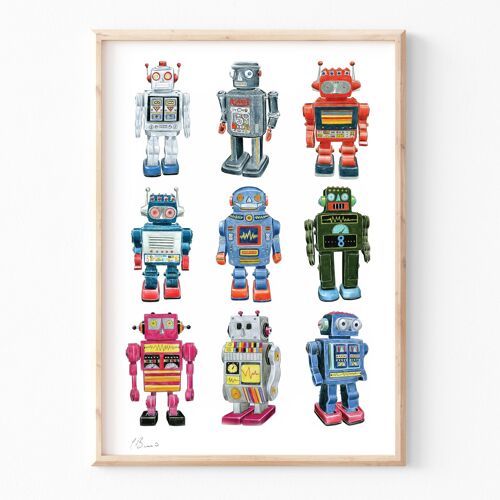 Robots - A3 illustration print