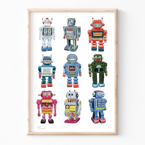 Robots - A4 illustration print