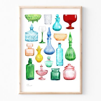 Vintage Glass - A4 illustration print