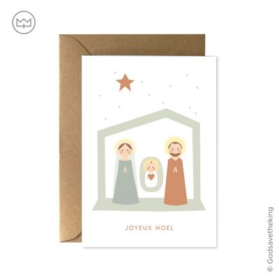 Carte de voeux double Joyeux Noël  + enveloppe kraft