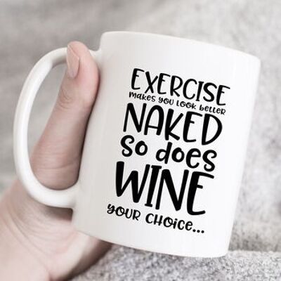 Taza divertida del vino o del ejercicio