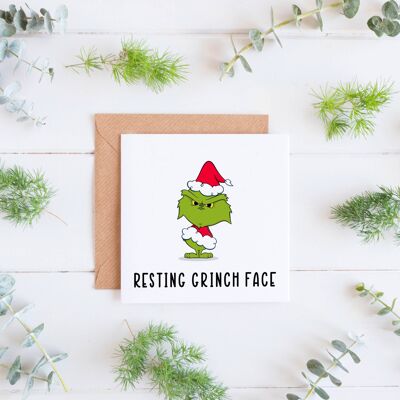 Visage de Grinch au repos, carte de Noël