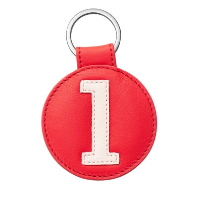 Porte clé n°1 blanc fond rouge