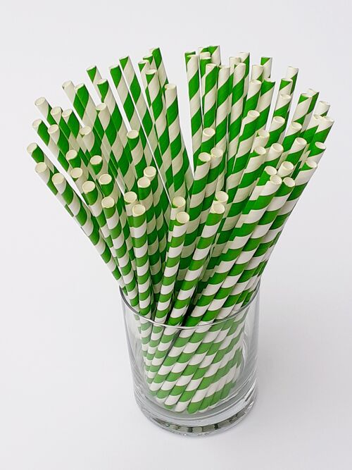Green stripe paper straws - 250