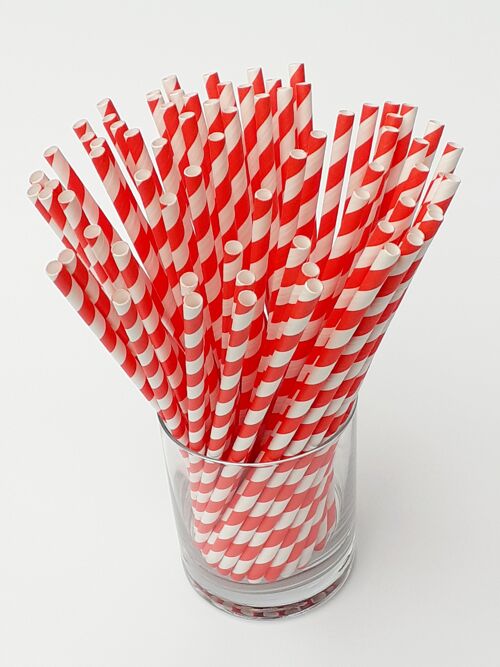 Red stripe paper straws - 250